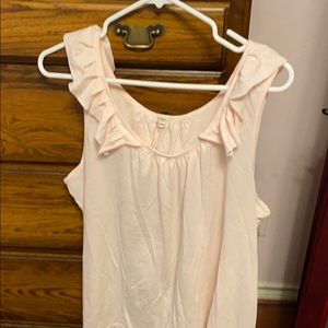 JCrew sleeveless pink ruffled neckline top